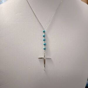 Sterling silver turquoise cross necklace
